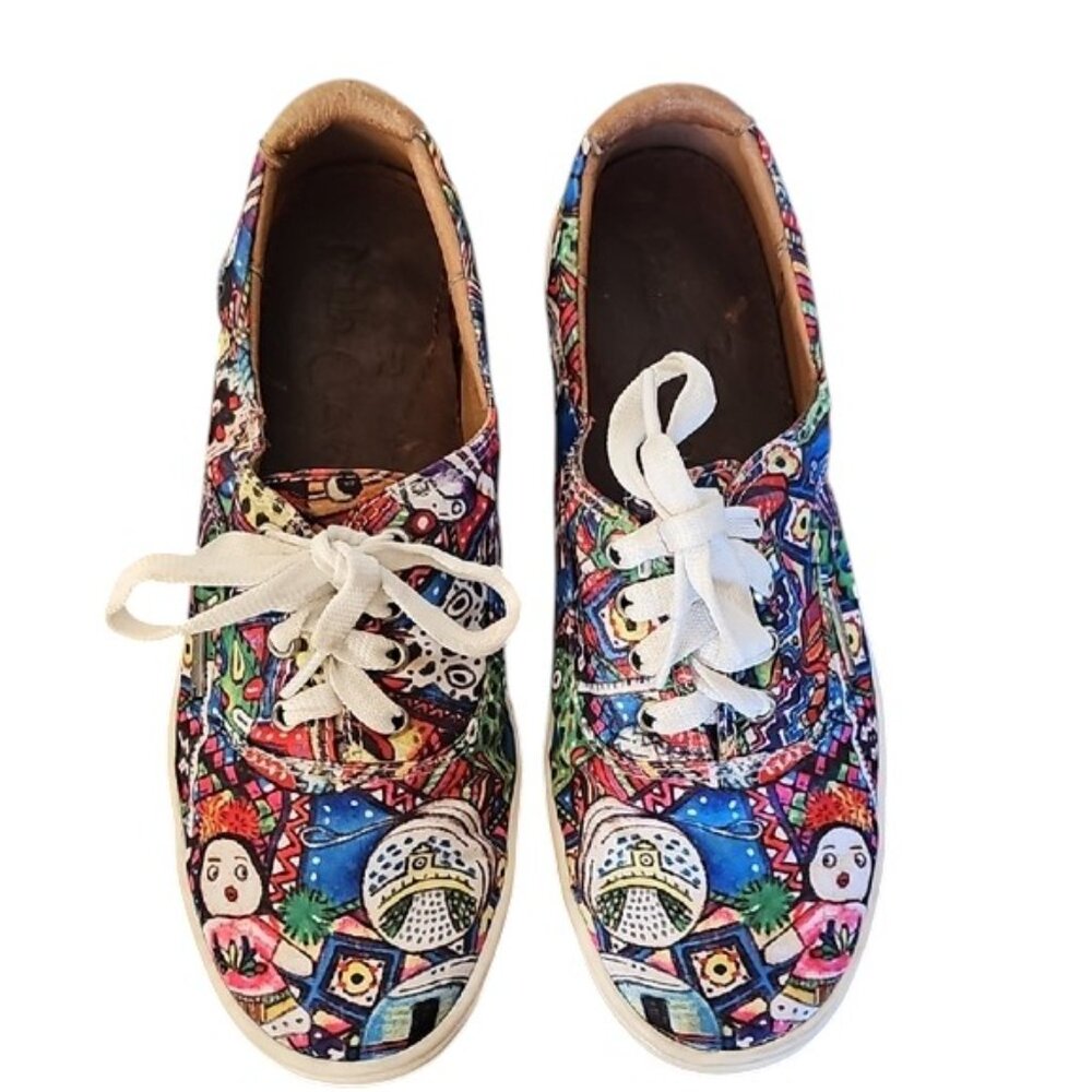 Paula Cuevas artsy colorful sneakers Size 38 printed lace up shoes sneakers - Picture 2 of 16